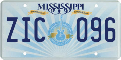 MS license plate ZIC096