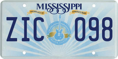 MS license plate ZIC098