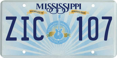 MS license plate ZIC107