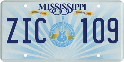 MS license plate ZIC109