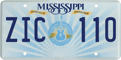 MS license plate ZIC110
