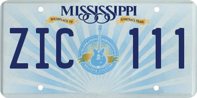 MS license plate ZIC111