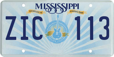 MS license plate ZIC113