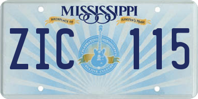 MS license plate ZIC115
