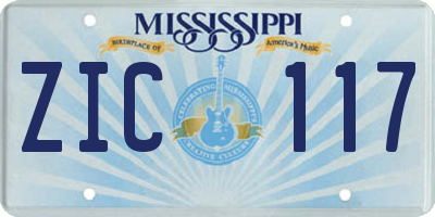 MS license plate ZIC117