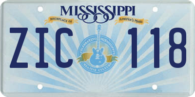 MS license plate ZIC118