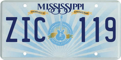 MS license plate ZIC119