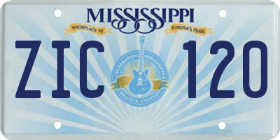 MS license plate ZIC120