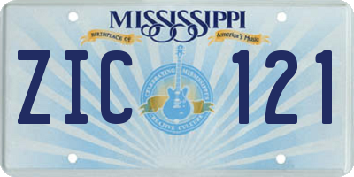 MS license plate ZIC121