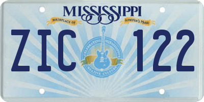 MS license plate ZIC122