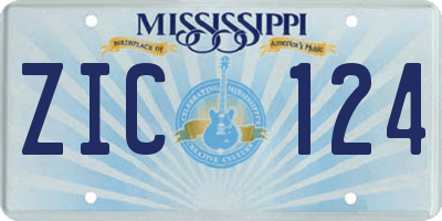 MS license plate ZIC124