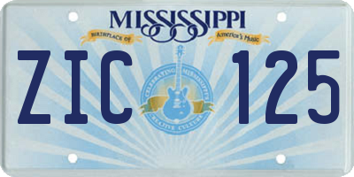 MS license plate ZIC125