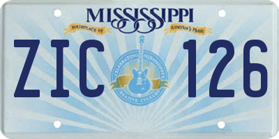 MS license plate ZIC126