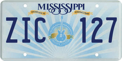 MS license plate ZIC127