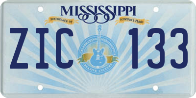 MS license plate ZIC133
