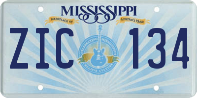 MS license plate ZIC134