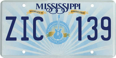 MS license plate ZIC139