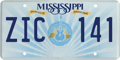 MS license plate ZIC141