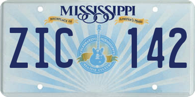 MS license plate ZIC142