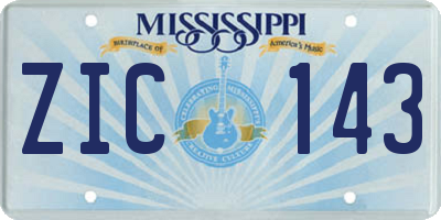 MS license plate ZIC143