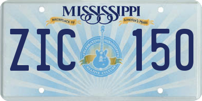 MS license plate ZIC150