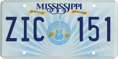 MS license plate ZIC151