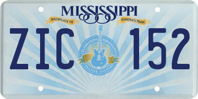 MS license plate ZIC152