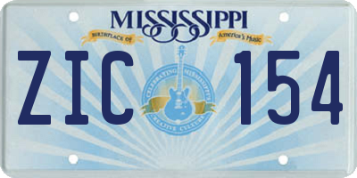 MS license plate ZIC154