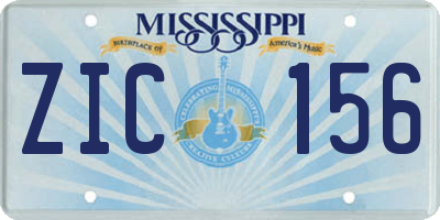 MS license plate ZIC156