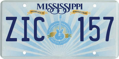 MS license plate ZIC157