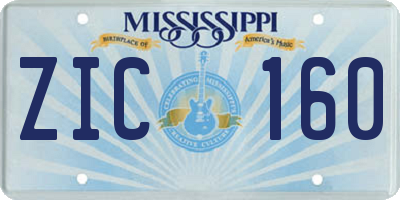 MS license plate ZIC160