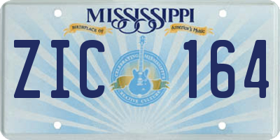 MS license plate ZIC164