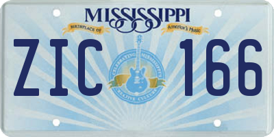 MS license plate ZIC166
