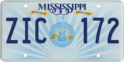 MS license plate ZIC172