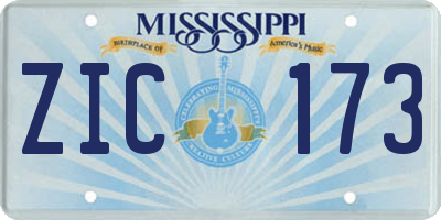 MS license plate ZIC173