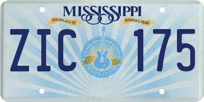 MS license plate ZIC175