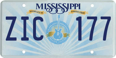 MS license plate ZIC177