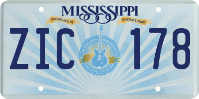 MS license plate ZIC178