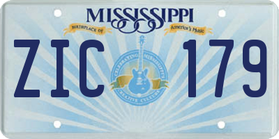 MS license plate ZIC179