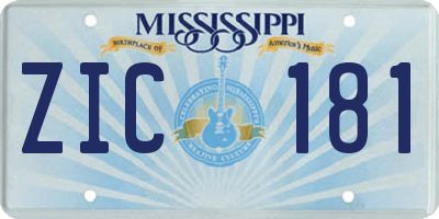 MS license plate ZIC181