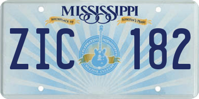 MS license plate ZIC182