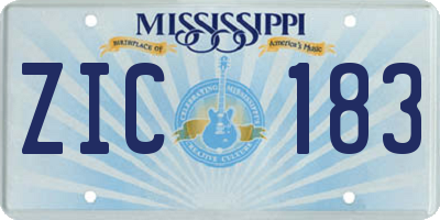 MS license plate ZIC183