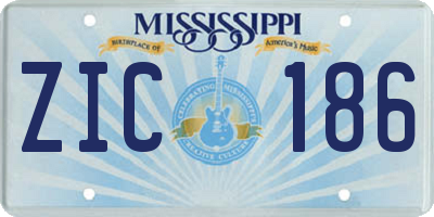 MS license plate ZIC186