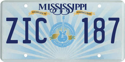 MS license plate ZIC187