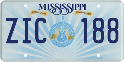 MS license plate ZIC188