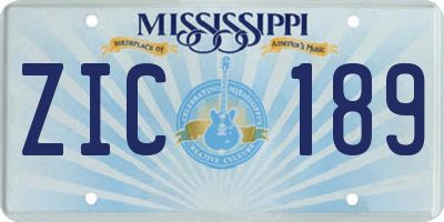 MS license plate ZIC189