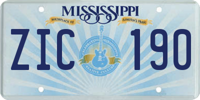 MS license plate ZIC190