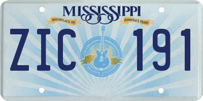 MS license plate ZIC191
