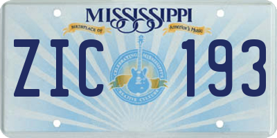 MS license plate ZIC193