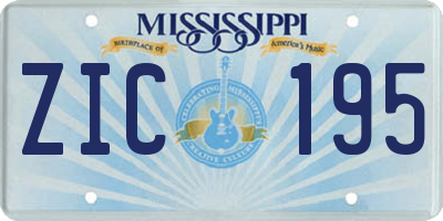 MS license plate ZIC195